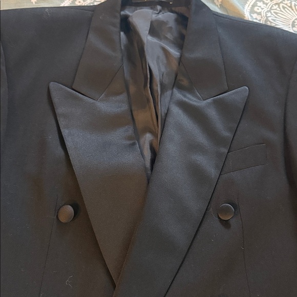Black Tuxedo Jacket Satin Lapels Double-Breasted. Like New. Size see pics - Picture 3 of 9